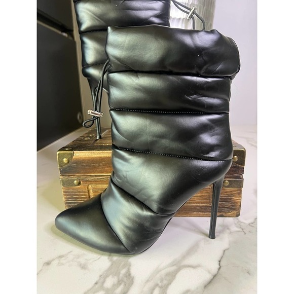 Steve Madden Quilted Stiletto Booties in Black - Picture 9 of 12